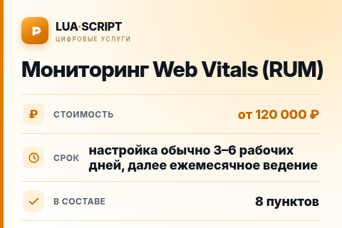 Мониторинг Web Vitals (RUM) — цена, срок и состав услуги