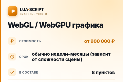 WebGL / WebGPU графика — цена, срок и состав услуги