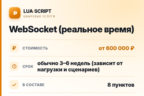 WebSocket (реальное время) — цена, срок и состав услуги