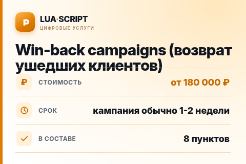 Win-back campaigns (возврат ушедших клиентов) — цена, срок и состав услуги
