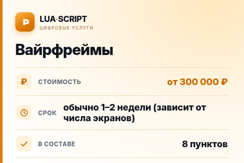Вайрфреймы — цена, срок и состав услуги