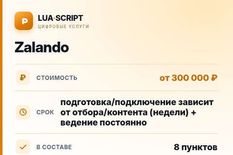 Zalando — цена, срок и состав услуги